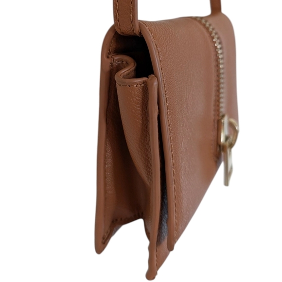 Sergio Ferreti Bag Womens Y2K Elevated Basic Tan Leather Gold Zipper Crossbody - Picture 5 of 15